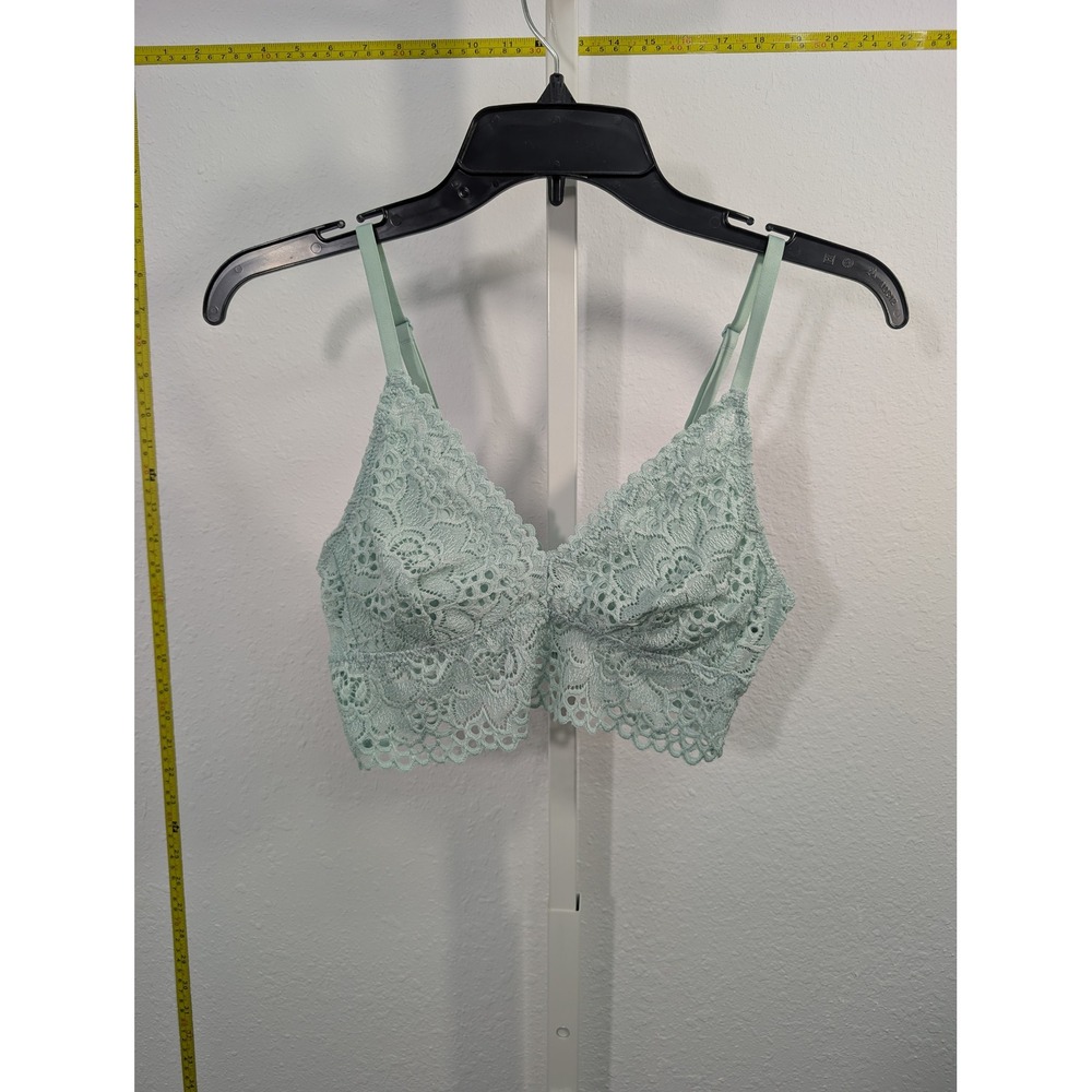 Aerie Mint Green Floral Lace Bralette Longline Wireless Bra Women S NEW